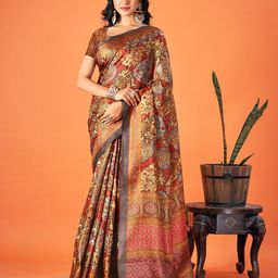 SANGAM PRINTS Floral Printed Pashmina Saree-image-6