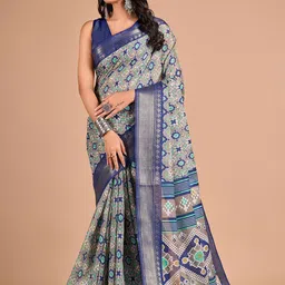 NIRMAL CREATION Ethnic Motifs Woven Design Zari Patola Saree-image-23