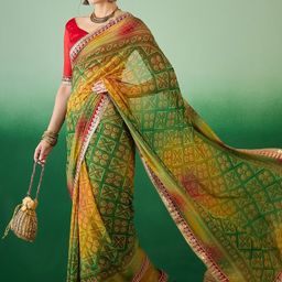 KAVINDI Bandhani Sequinned Pure Georgette Designer Bandhani Saree-picture-50
