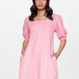 AND Square Neck Puff Sleeve A-Line Dress-6