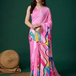 P D Silk Mills Printed Pure Crepe Saree-image-25