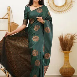 RASVRITI Floral Zari Pure Silk Kanjeevaram Saree-image-1
