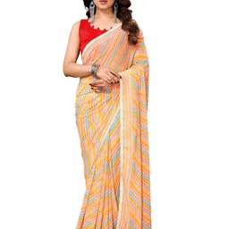 ROOP SUNDARI SAREES Striped Printed Pure Georgette Ready to Wear Saree-23