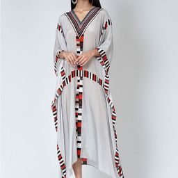 First Resort by Ramola Bachchan Geometric Printed Crepe Kaftan Dress-picture-30