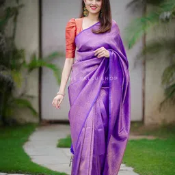 DIVASTRI Ethnic Motif Zari Banarasi Saree With Blouse Piece-picture-51
