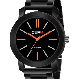 CERO Unisex Black Brass Dial & Black Stainless Steel Bracelet Style Straps Analogue Watch-image-8
