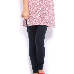 W Women Navy Cotton Churidar Leggings-image-25