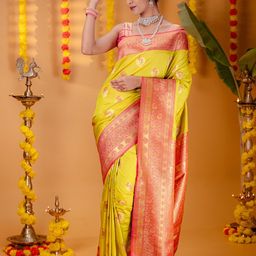 MIMOSA Floral Woven Design Zari Art Silk Kanjeevaram Saree-image-46