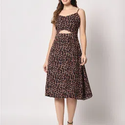 CHARMGAL Animal Georgette Midi Dress-image-86