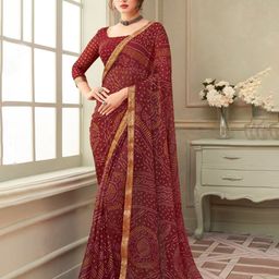 Reboot Fashions Bandhani Zari Pure Chiffon Bandhani Saree-52