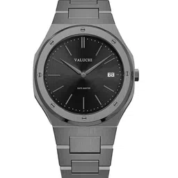 Valuchi Men Black Dial & Black Stainless Steel Bracelet Style Straps Analogue Motion Powered Watch-16
