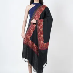 MUFFLY Floral Embroidered Pure Woolen Shawl-image-26