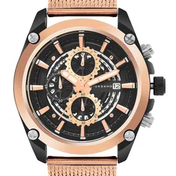 GIORDANO Men Black Dial & Rose Gold Toned Bracelet Style Straps Analogue Watch-18