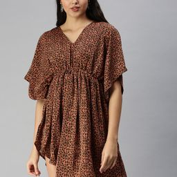 SHOWOFF Animal Printed Asymmetric Kaftan Mini Dress-image-7