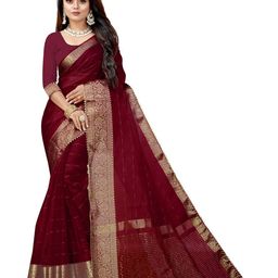 Pemal Designer Striped Zari Organza Saree-picture-21