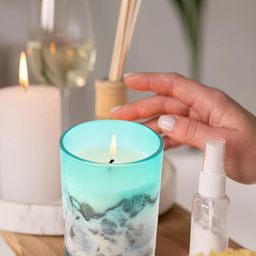 Kuber Industries Blue Magic Wood Phantom Long Lasting Fragrance Scented Jar Candle-19