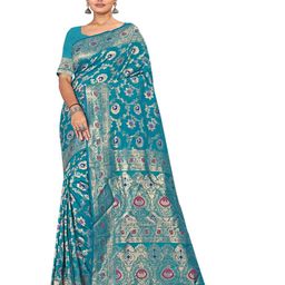 RANGRASIYA Floral Woven Design Zari Art Silk Banarasi Saree-image-36