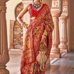 Anouk Ethnic Motifs Woven Design Zari Patola Saree-36