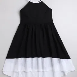 AWW HUNNIE Girls Colourblocked Halter Neck Cotton Dress-image-77