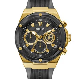 GUESS Men Stainless Steel Dial & Silicon Textured Straps Analogue Watch GW0425G1-72