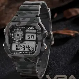 V2A Men Textured Dial & Straps Multi Function Sports Digital Watch- V2A-1299-Grey-Camo-01-79