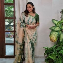 Celeb Styles Tie and Dye Pure Linen Saree-46