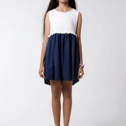 KATE & OSCAR Girls Round Neck Colourblocked A-Line Dress-image-53
