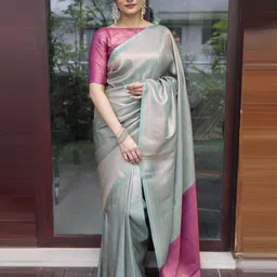 RASVRITI Woven Design Zari Pure Silk Kanjeevaram Saree-image-9