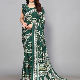 FABMORA Floral Pure Crepe Saree-image-89