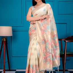 MIMOSA Ethnic Motifs Zari Art Silk Banarasi Saree-image-9