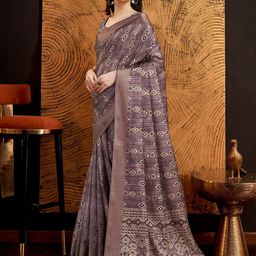 Ishin Geometric Printed Zari Saree-image-24