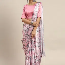 DIVASTRI Floral Printed Satin Saree-57