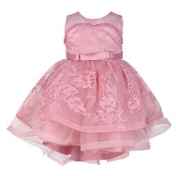 Hopscotch Pink & Rose Sleeveless Applique Bow Floral Tan Dress-picture-21