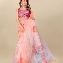 KALINI Floral Organza Digital Print Saree-image-2