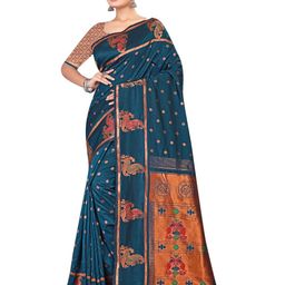 RANGRASIYA Ethnic Motifs Zari Art Silk Paithani Saree-image-24
