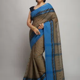 WoodenTant Ethnic Motif Pure Cotton Taant Saree-image-23