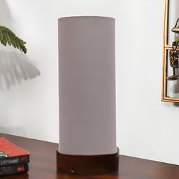 Devansh Grey Textured Wooden Cylindrical Shaped Table Lamp-16