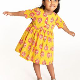 Campana Girls Floral Printed Fit & Flare Cotton Dress-image-92