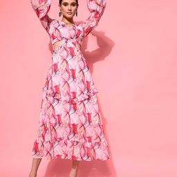STREET 9 Pink Floral Georgette Sheath Maxi Dress-image-20