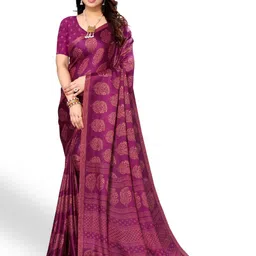 FABMORA Ethnic Motifs Printed Pure Chiffon Saree-32