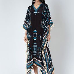 First Resort by Ramola Bachchan Geometric Printed V-Neck Crepe Kaftan Dress-picture-9