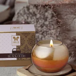 IRIS CELESTE Amber White & Gold Toned Matka Candle With Oudh & Madhina Star-2