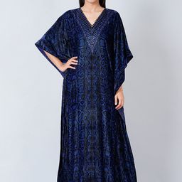 First Resort by Ramola Bachchan Animal Printed Kimono Sleeve Velvet Kaftan Maxi Dress-image-54