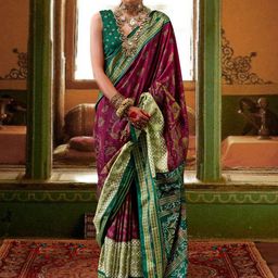 Anouk Woven Design Ethnic Motifs Zari Silk Blend Saree-image-95