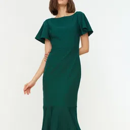 Trendyol Flutter Sleeves Sheath Midi Dress-image-60