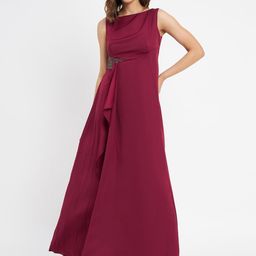 Madame Sleeveless Embellished Ruffled Maxi Dress-image-10