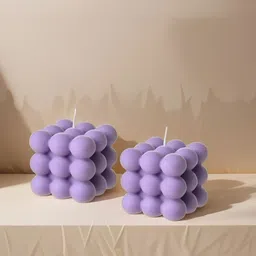 atorakushon Purple 2 Pieces Bubble Soy Wax Vanilla Scented Pillar Candles-picture-49