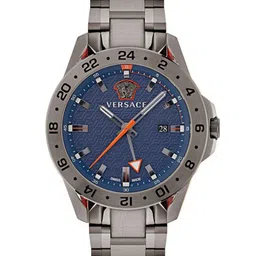 Versace Men Embellished Dial & Stainless Steel Bracelet Style Straps Analogue Watch VE2W00422-12