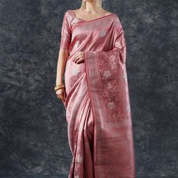 Mitera Floral Woven Design Zari Silk Blend Banarasi Saree-picture-45