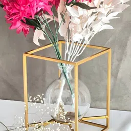 Timaya's Decor Pandora Transparent & Gold Toned Flower Vase-image-38